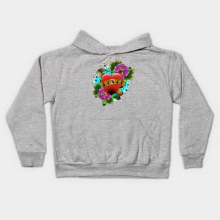 Loved, heart with banner and roses shirt Kids Hoodie